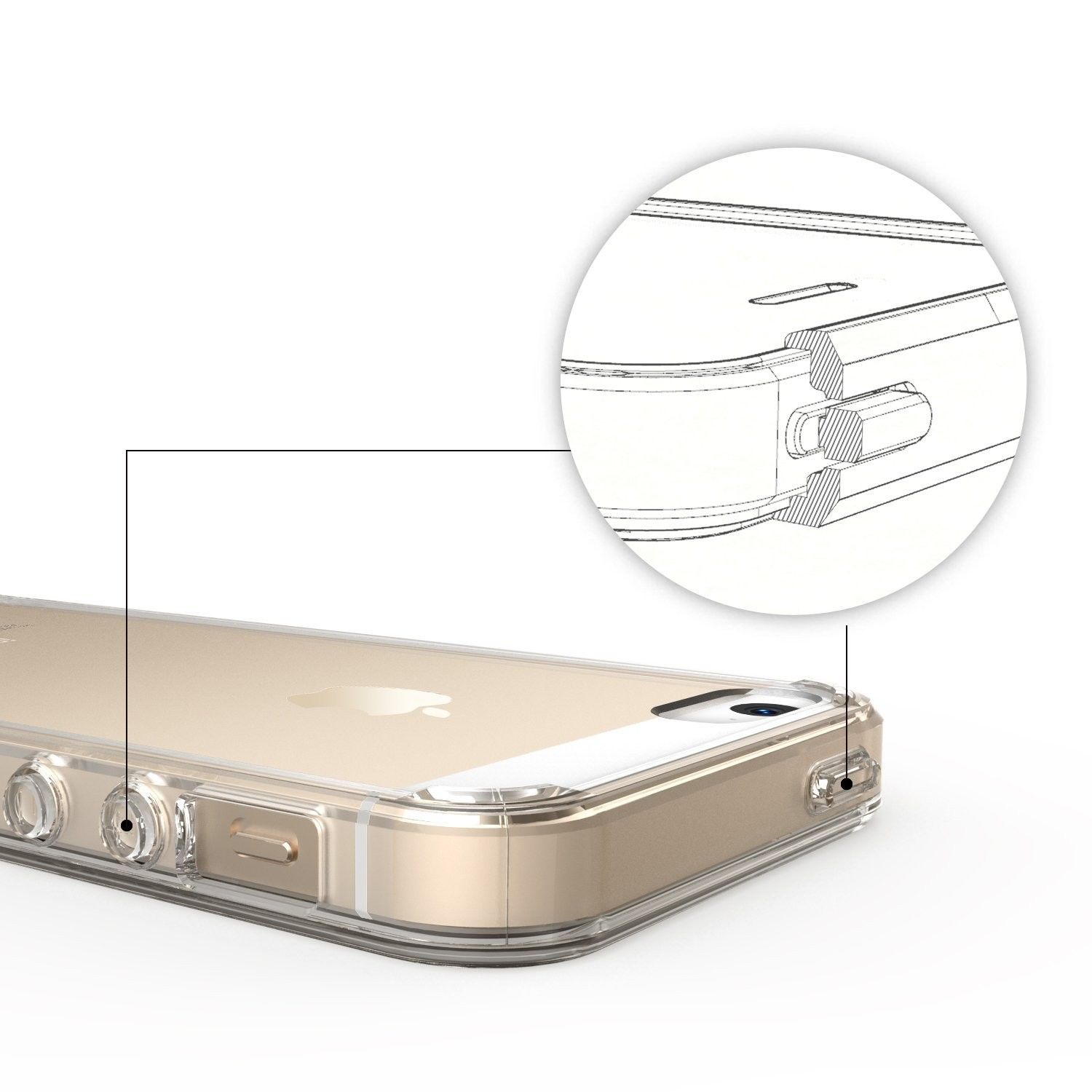 Kryt Ringke "Fusion" pro iPhone SE / 5 / 5S - crystal view