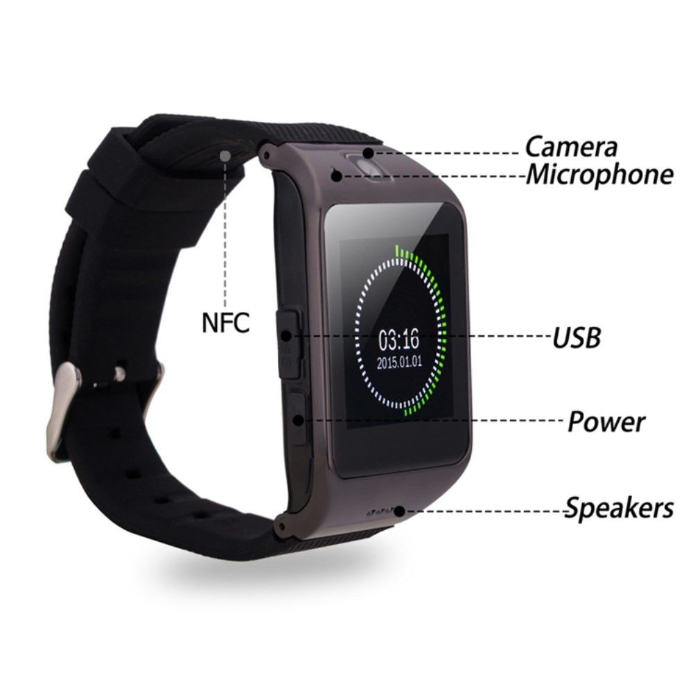 Chytré Bluetooth a NFC hodinky „U-UW1“ pro Android zařízení - stříbrné