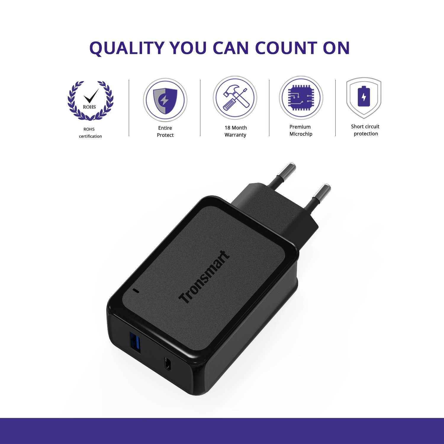 Nabíječka Tronsmart Quick Charge 3.0 s USB a USB-C porty