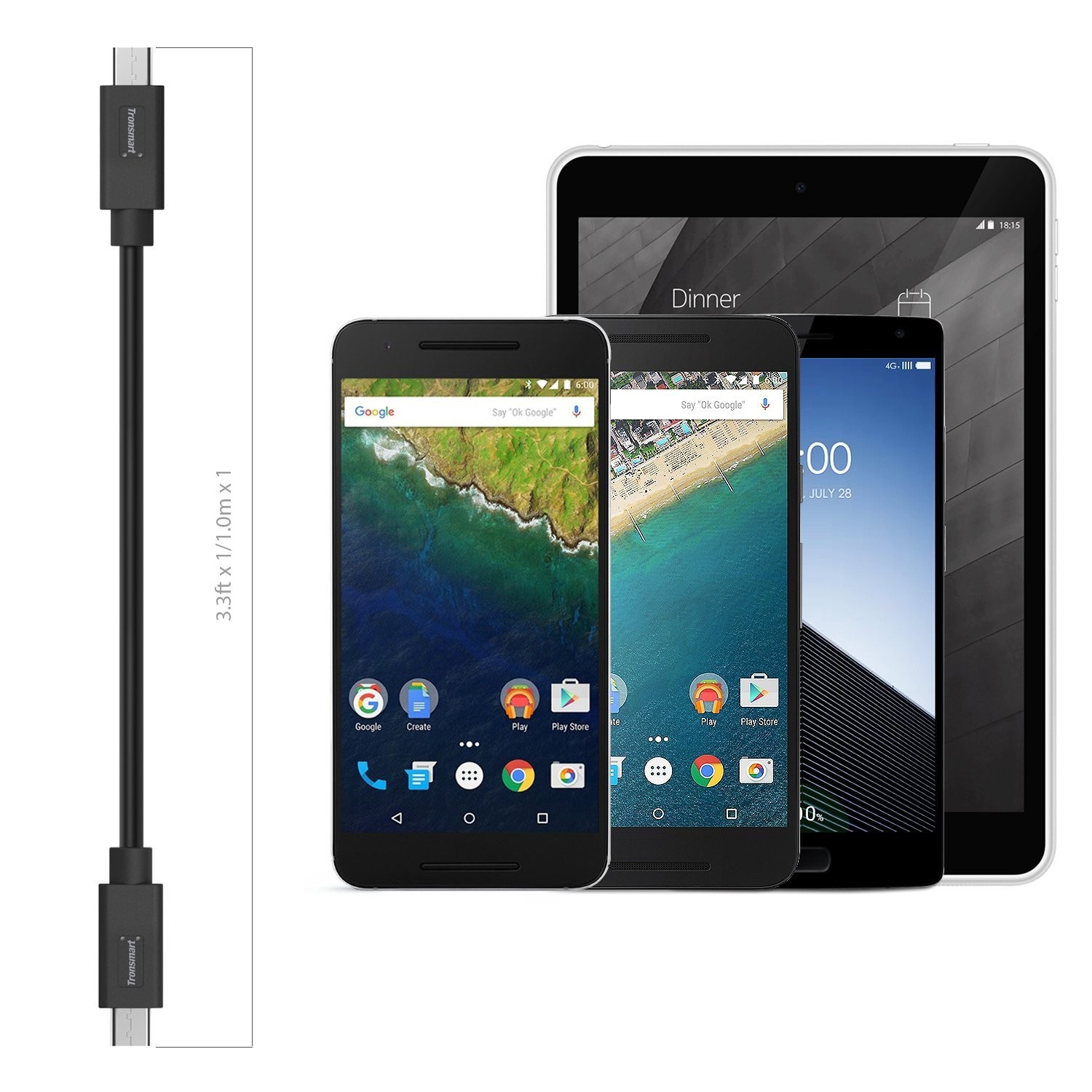 USB-C na USB-C kabel Quick Charge 3.0 Tronsmart - 1 m