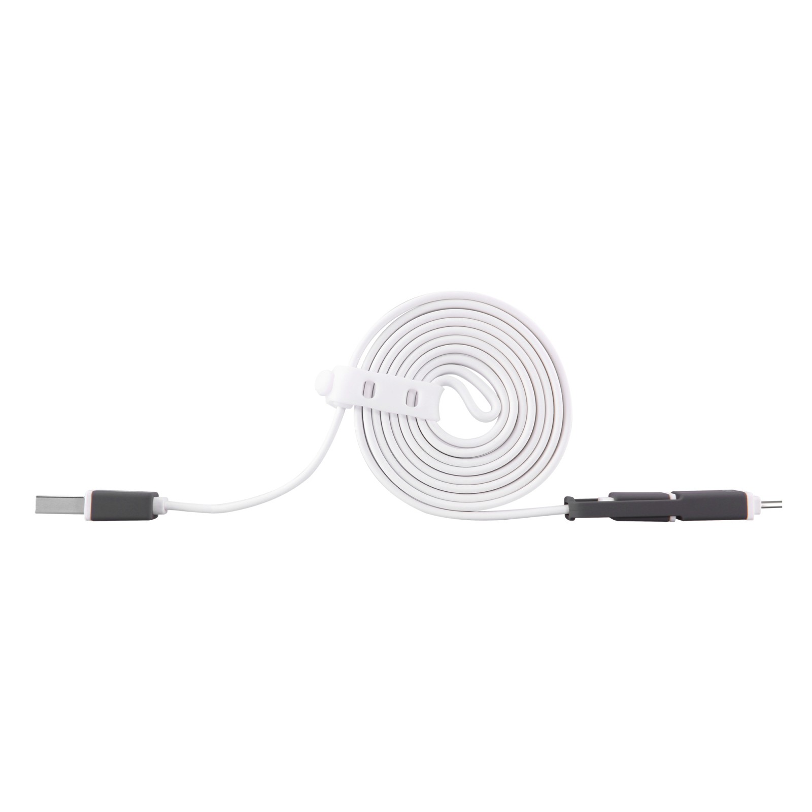 USB-C a Mikro USB flat kabel 2 v 1 - bílé