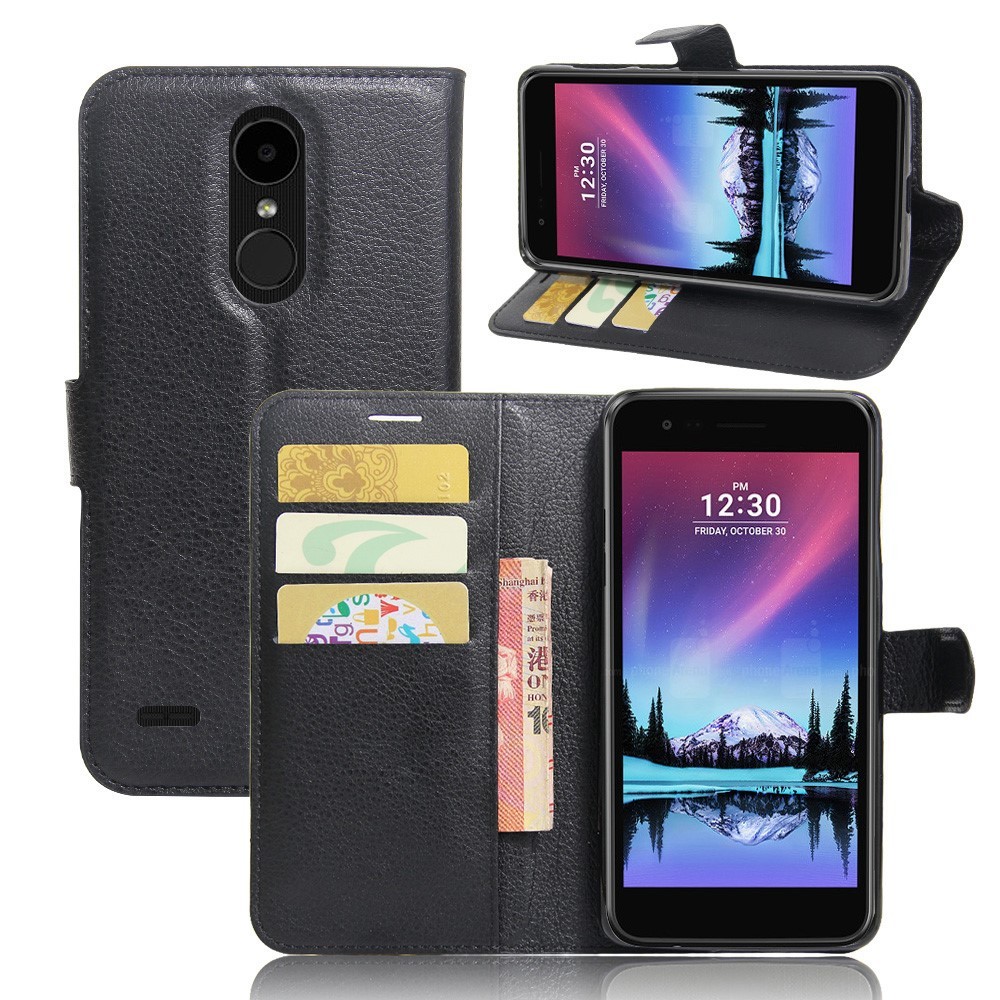 Elegantní kryt „Litchi“ pro LG K10 2017 - černý