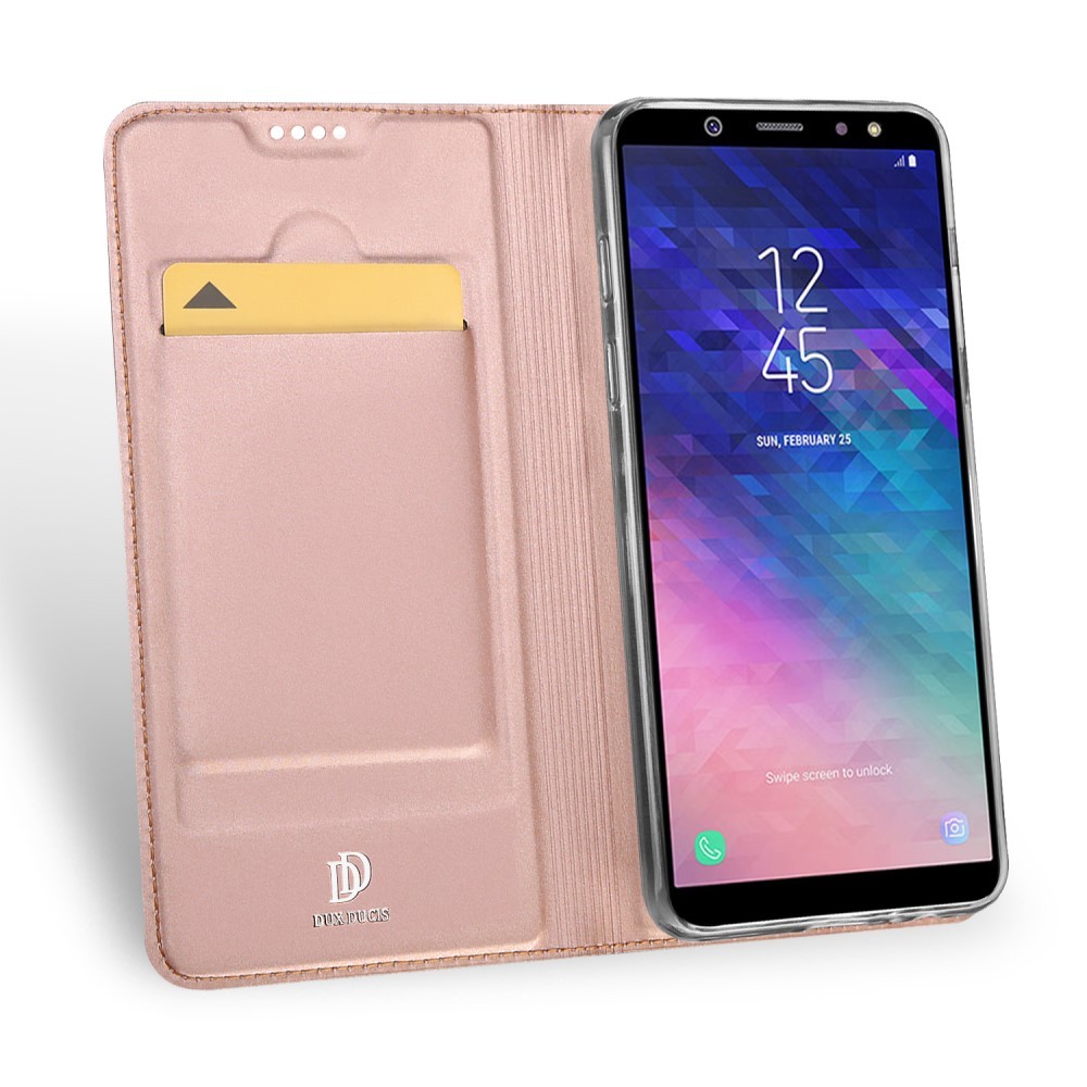 Módní pouzdro "Skin" pro Samsung Galaxy A6 2018 z umělé kůže - růžové