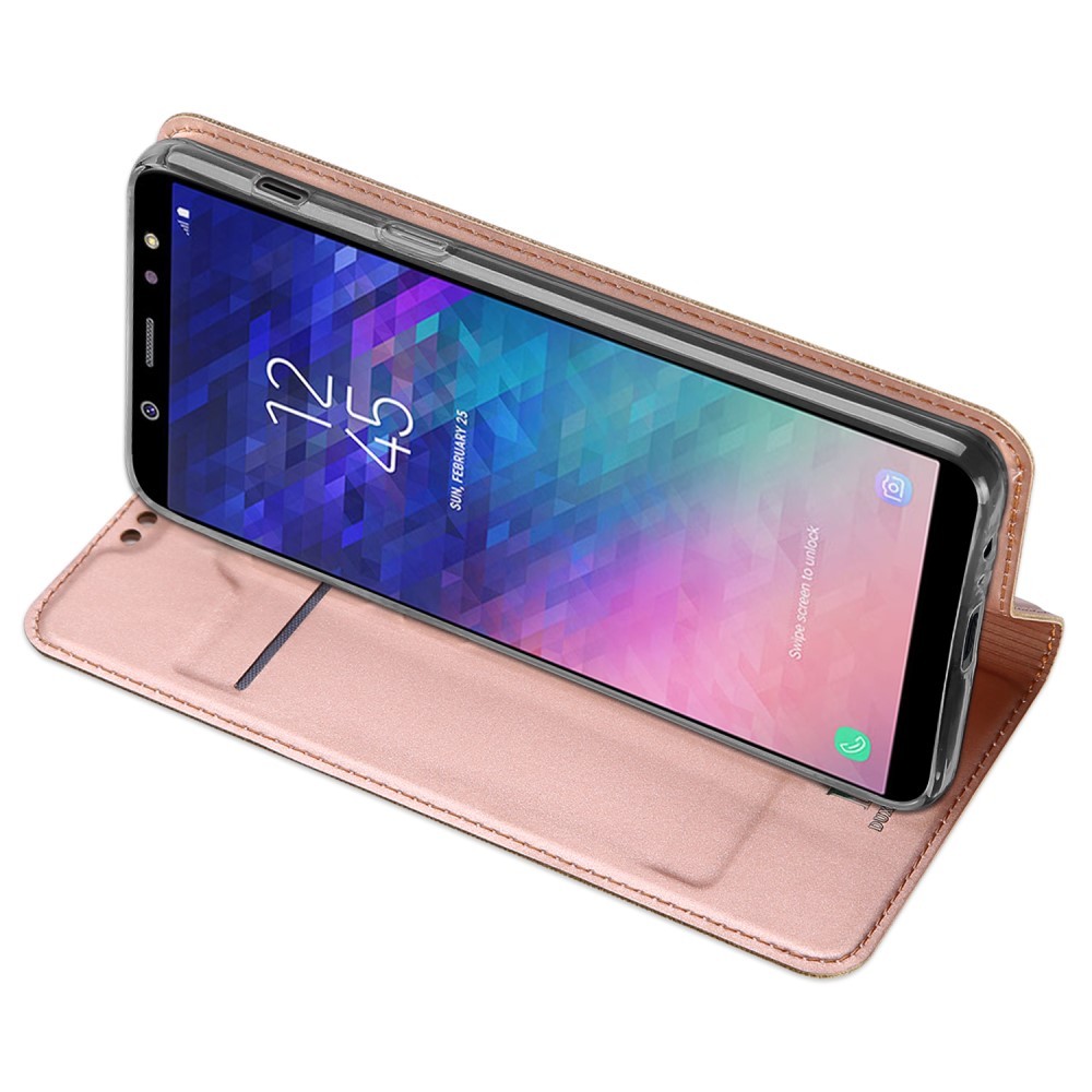 Módní pouzdro "Skin" pro Samsung Galaxy A6 2018 z umělé kůže - růžové