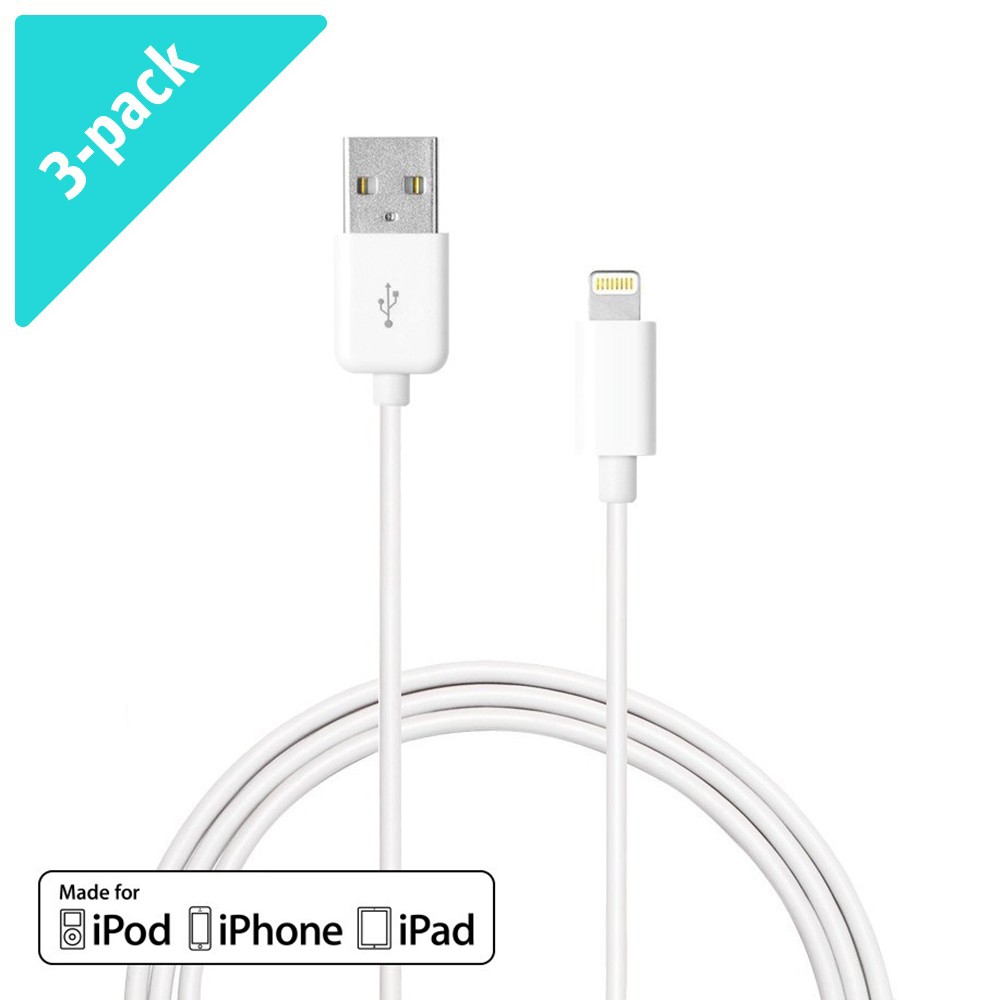 Prémiový Era: MFI Lightning kabel 3-Pack pro iPad Air / 7 Plus / 6S / 6S Plus / 6 / 6 Plus / SE / 5 / 5S / iPad Pro / iPad Air / iPad Mini