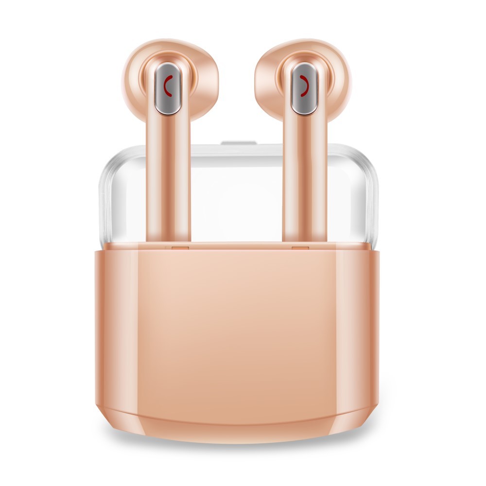 Bezdrátová Bluetooth sluchátka „Duo“ s přenosným nabíjecím pouzdrem - zlaté barvy