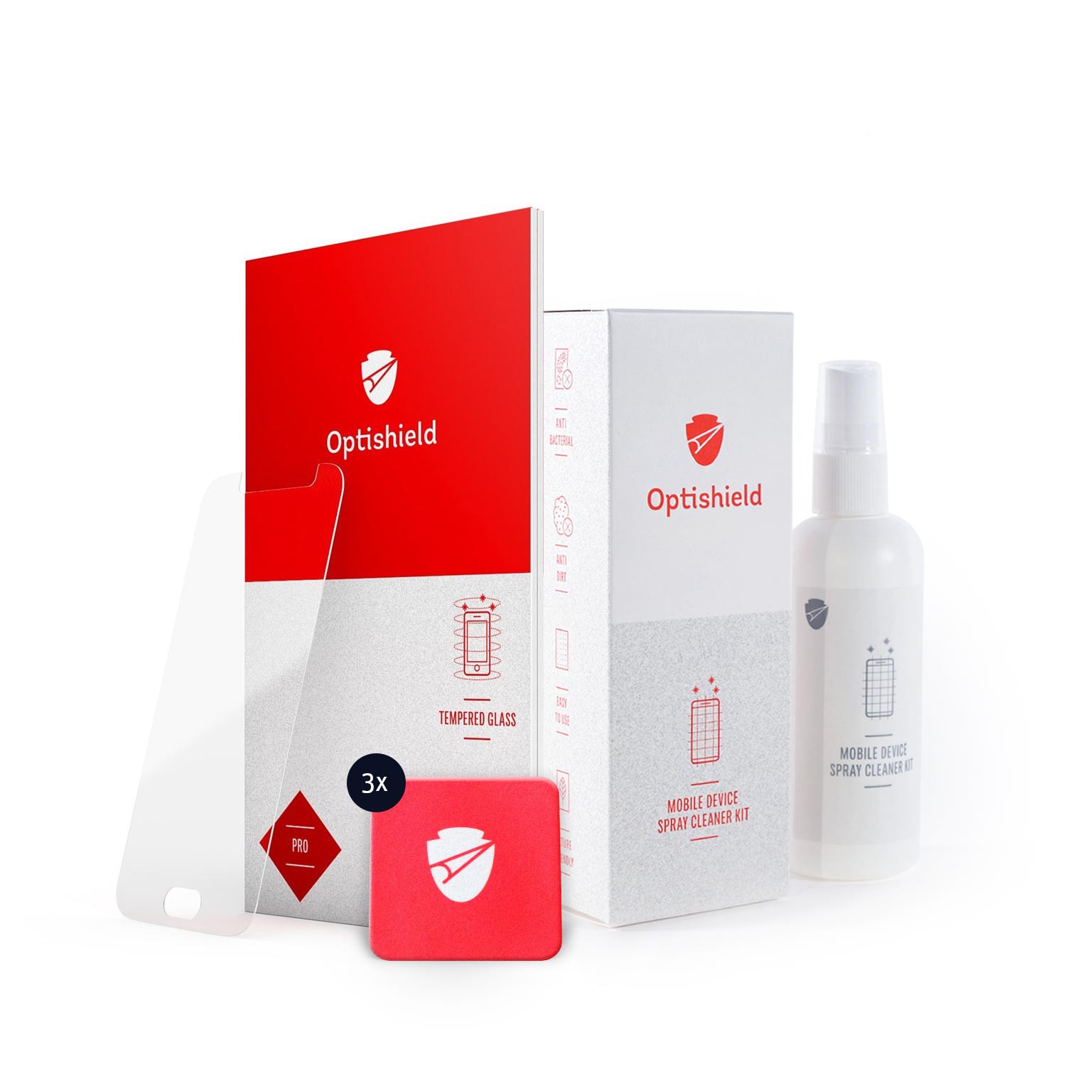 Premium ochranné sklo Optishield + Optishield 2v1 čistící sprej a hadřík z mikrovlákna + čistící sada Optishield pro Huawei Mate 9