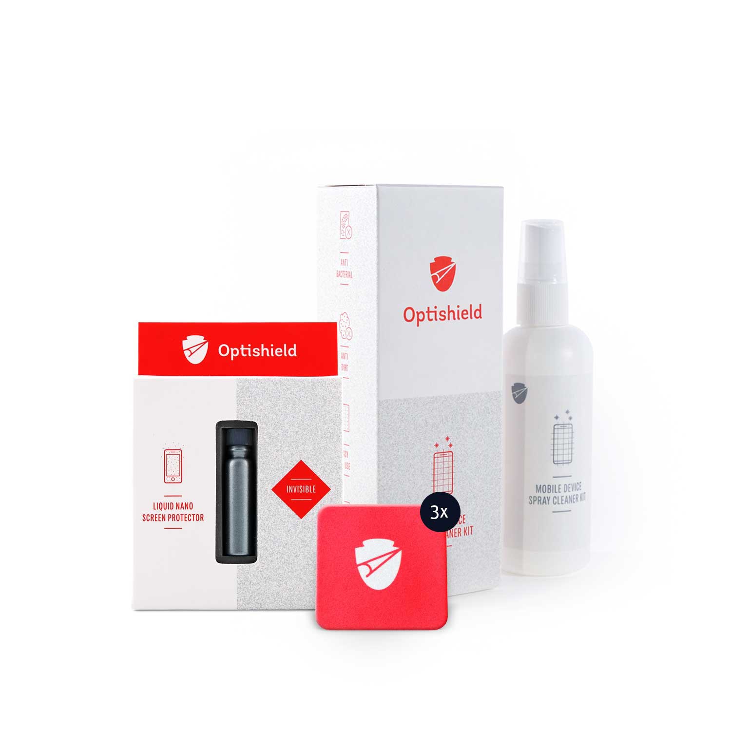 Ochranná glazura Optishield Liquid Nano + Optishield 2v1 čistící sprej a hadřík z mikrovlákna + čistící sada Optishield