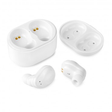 Bezdrátová Bluetooth sluchátka „Splash“ s přenosným nabíjecím pouzdrem - bílá Bezdrátová Bluetooth sluchátka „Splash“ s přenosným nabíjecím pouzdrem - bílá