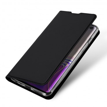 Módní kryt z umělé kůže „Skin“ pro Samsung Galaxy S10 - černý Módní kryt z umělé kůže „Skin“ pro Samsung Galaxy S10 - černý