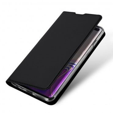 Módní kryt z umělé kůže „Skin“ pro Samsung Galaxy S10 Plus - černý Módní kryt z umělé kůže „Skin“ pro Samsung Galaxy S10 Plus - černý