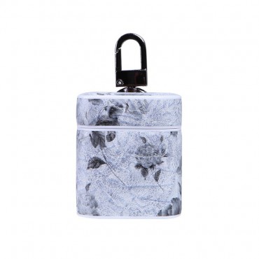 Květinové pouzdro pro Apple AirPods z umělé kůže - bílé