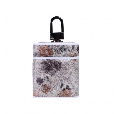 Květinové pouzdro pro Apple AirPods z umělé kůže - béžové