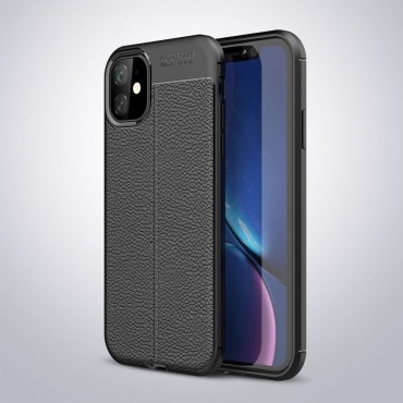 Elegantní gelový kryt Elite Guard s koženou texturou a ochranou hran pro iPhone 11 - obsidiánově černý Elegantní gelový kryt Elite Guard s koženou texturou a ochranou hran pro iPhone 11 - obsidiánově černý