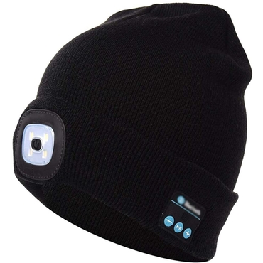 Zimní čepice „Xplorer Bass“ all-in-one s LED světlem a Bluetooth reproduktorem - černá