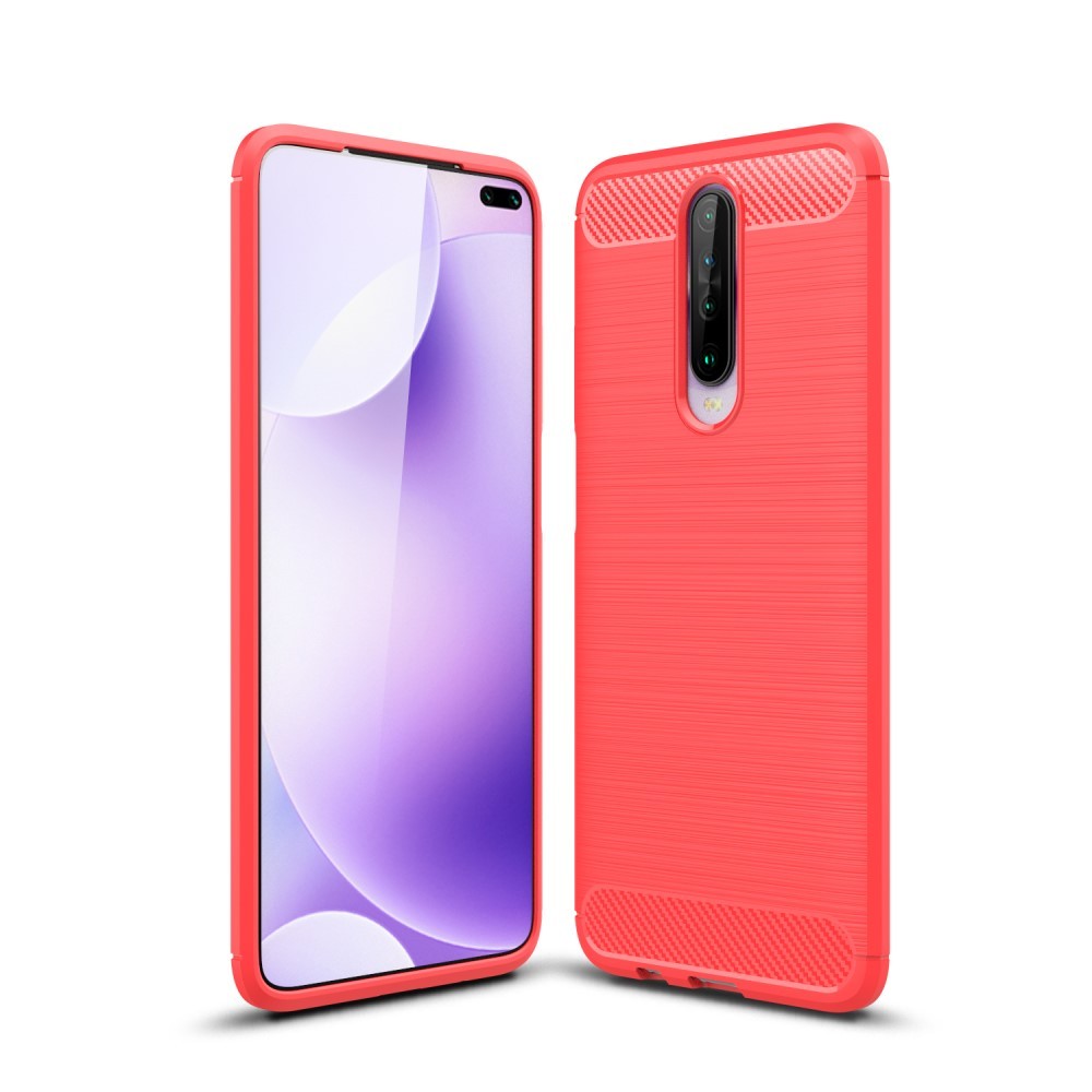 TPU gelový obal „Brushed Carbon“ pro Xiaomi Redmi K30 / Poco X2 - červený