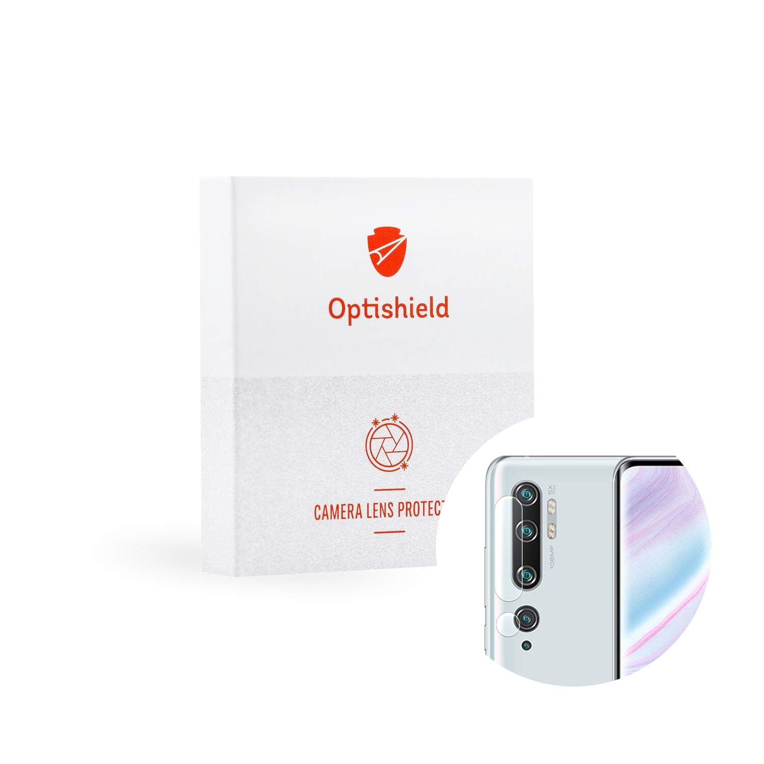 Vysoce kvalitní ochranné sklo Optishield Pro na zadní fotoaparát pro Xiaomi Mi Note 10