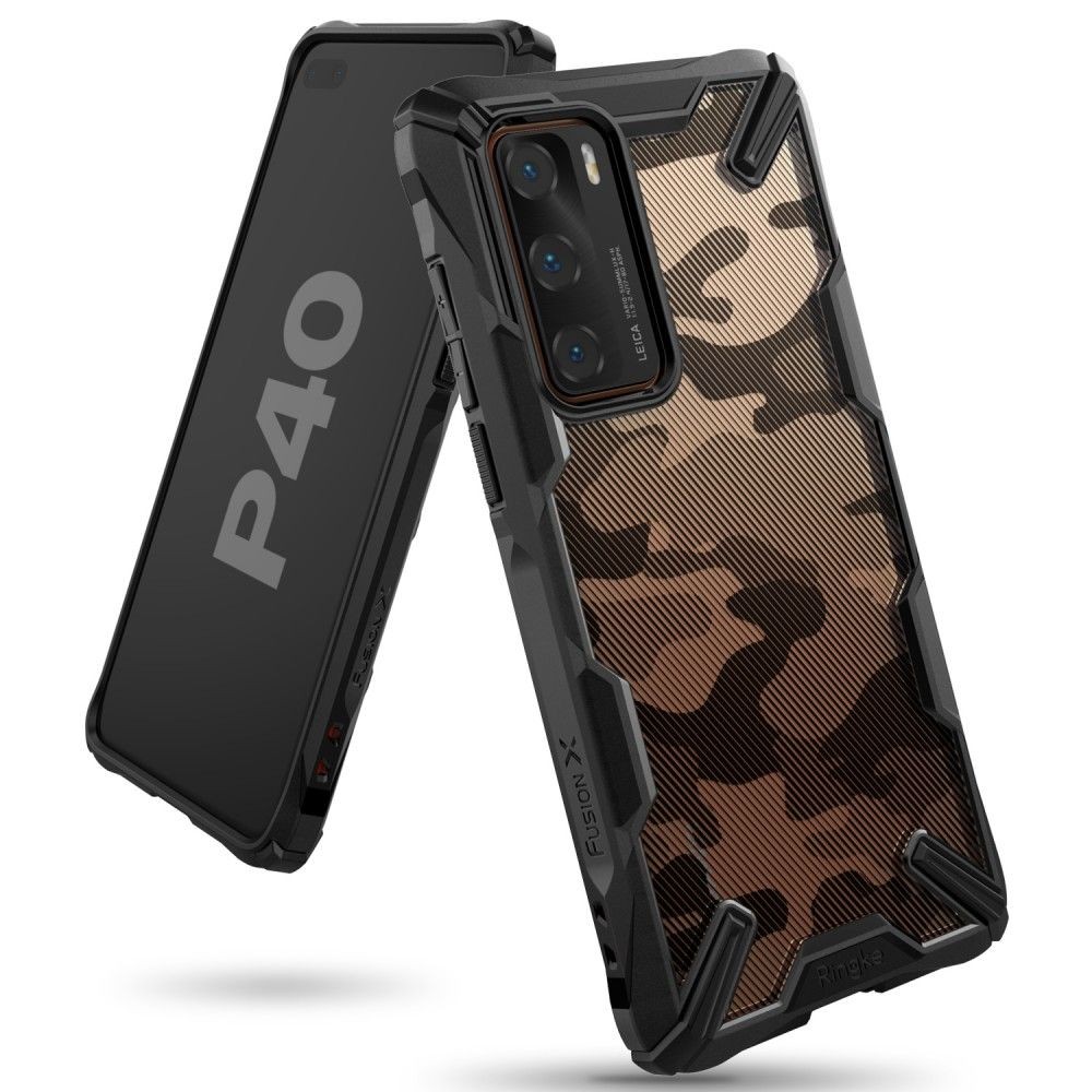 Obal Ringke „Fusion X Design“ pro Huawei P40 - černá kamufláž
