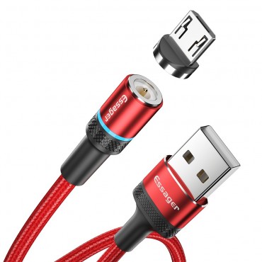MicroUSB tkaný magnetický kabel Essager „Helix“ - červený MicroUSB tkaný magnetický kabel Essager „Helix“ - červený