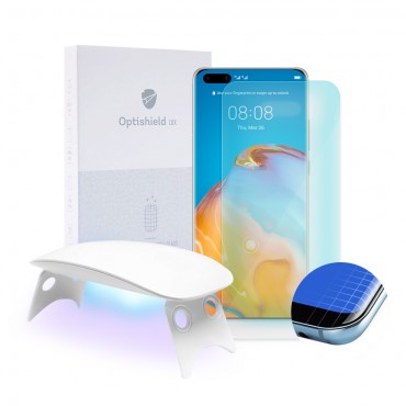 Prémiové ochranné sklo Optishield Lux pro Huawei P40 Pro a UV lampa Prémiové ochranné sklo Optishield Lux pro Huawei P40 Pro a UV lampa