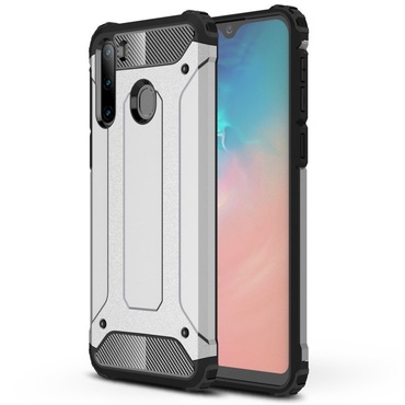 Robustní obal „Rock“ pro Samsung Galaxy A21 - stříbrný Robustní obal „Rock“ pro Samsung Galaxy A21 - stříbrný