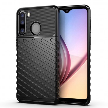 TPU gelový obal „Titan X“ pro Samsung Galaxy A21 - černý TPU gelový obal „Titan X“ pro Samsung Galaxy A21 - černý