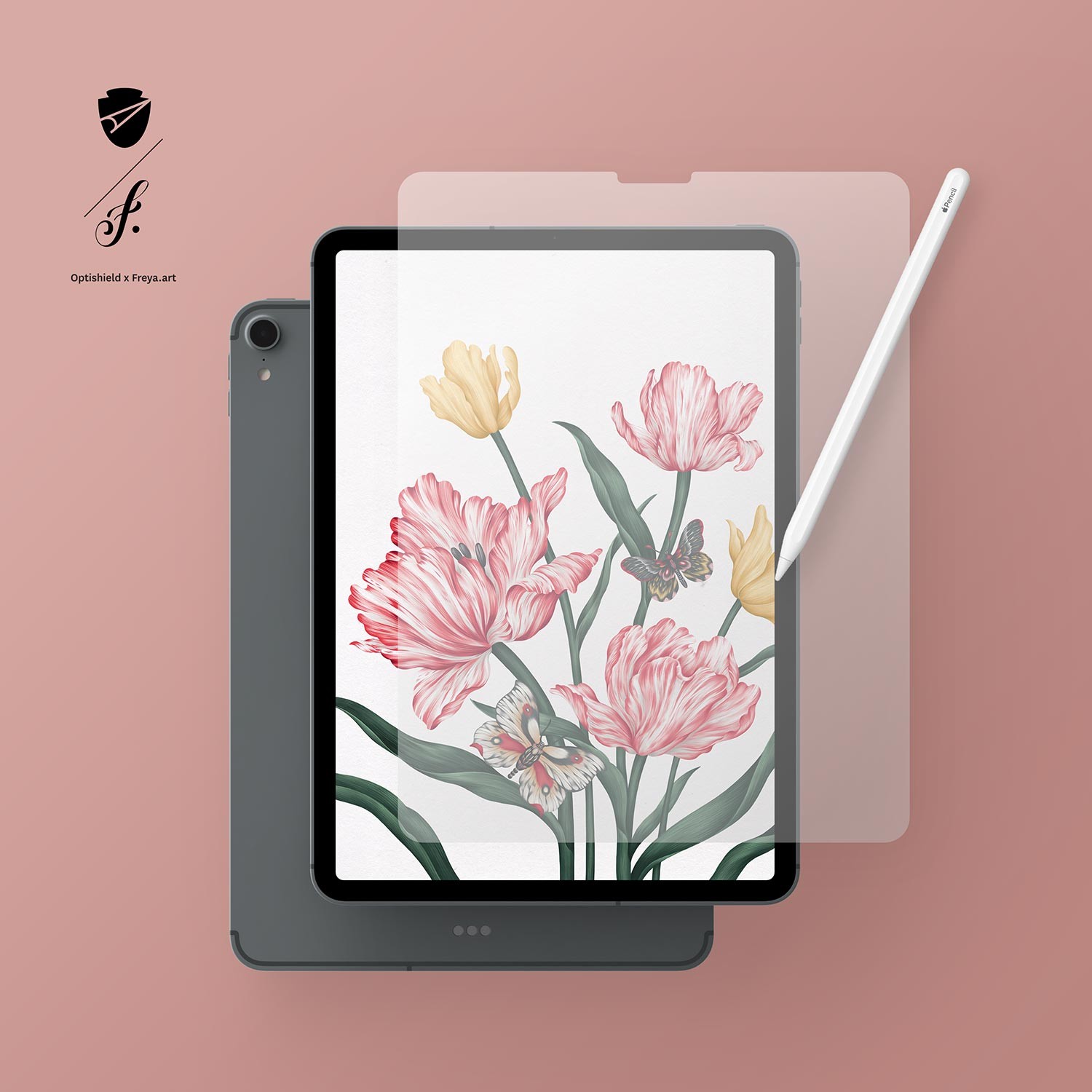 Ochranná fólie pro kreslení na iPad Pro 12.9 2018 / 2020 / 2021 Optishield© x Freya.art - pocit papíru na tvém iPadu