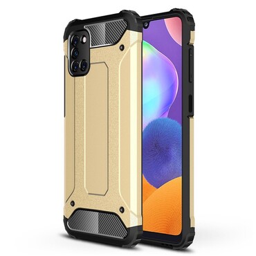 Robustní obal „Rock“ pro Samsung Galaxy A31 - zlaté barvy Robustní obal „Rock“ pro Samsung Galaxy A31 - zlaté barvy