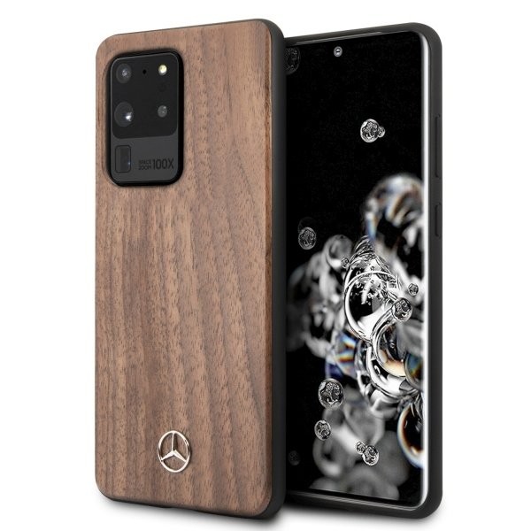 Originální obal Mercedes „Wood Line Walnut“ pro Samsung Galaxy S20 Ultra