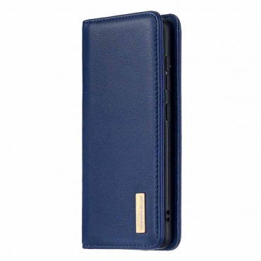 Elegantní kryt „Wallet Shell“ pro Huawei P40 z pravé kůže - modrý Elegantní kryt „Wallet Shell“ pro Huawei P40 z pravé kůže - modrý