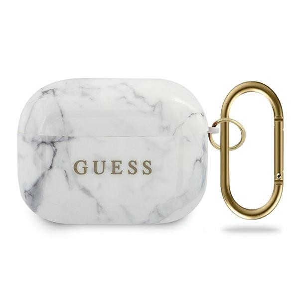 Originální TPU gelový kryt Guess „Marble“ pro Apple AirPods Pro - bílý