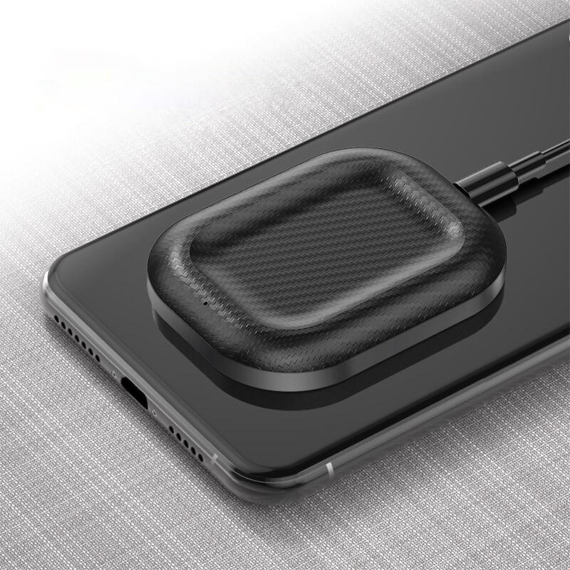 Bezdrátová QI nabíjecí stanice „Carbon Groovel“ s FOD ochranou pro AirPods a mobilní zařízení - černá