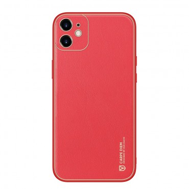 Tvrdý TPU obal „Skin Prime“ pro iPhone 12 Mini z umělé kůže - červený Tvrdý TPU obal „Skin Prime“ pro iPhone 12 Mini z umělé kůže - červený