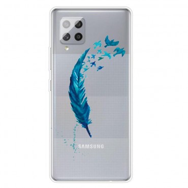 TPU gelový obal „Blue Feather“ pro Samsung Galaxy A42 5G TPU gelový obal „Blue Feather“ pro Samsung Galaxy A42 5G