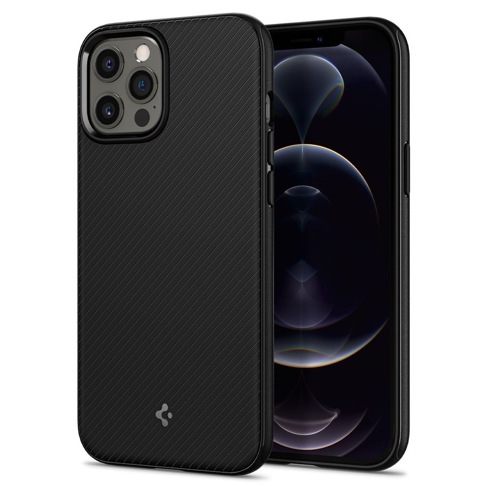 Obal Spigen „Mag Armor“ s magnetem pro bezdrátové nabíjení pro iPhone 12 / iPhone 12 Pro - matte black