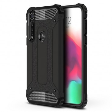 Robustní obal pro Motorola Moto G8 Plus „Rock“ - černá barva Robustní obal pro Motorola Moto G8 Plus „Rock“ - černá barva