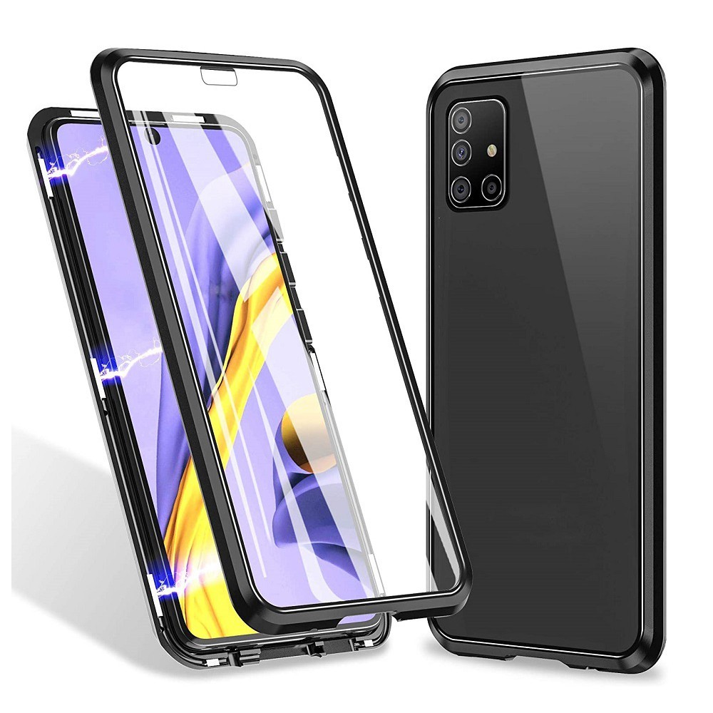 Samsung Galaxy A51 magnetický celotělový obal „Stronghold“ - černá barva