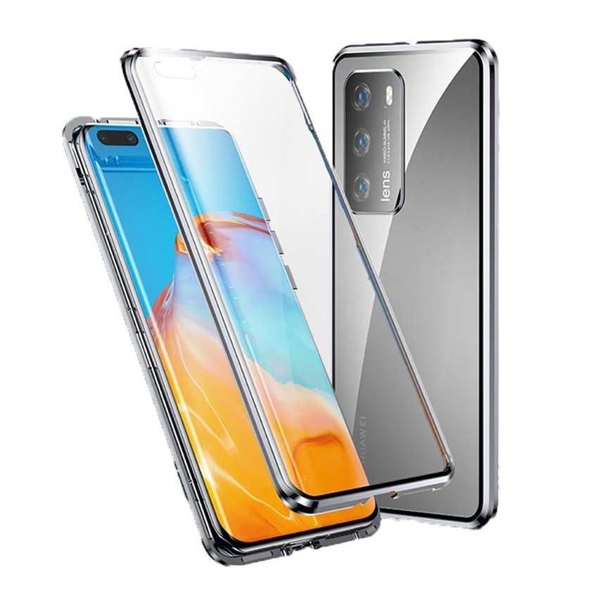 Huawei P40 Pro magnetický celotělový obal „Stronghold“ - stříbrná barva