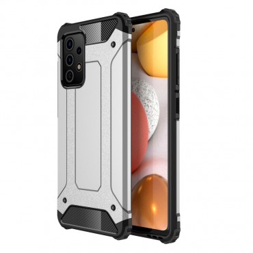 Robustní obal pro Samsung Galaxy A72 / Galaxy A72 5G „Rock“ - stříbrná barva Robustní obal pro Samsung Galaxy A72 / Galaxy A72 5G „Rock“ - stříbrná barva