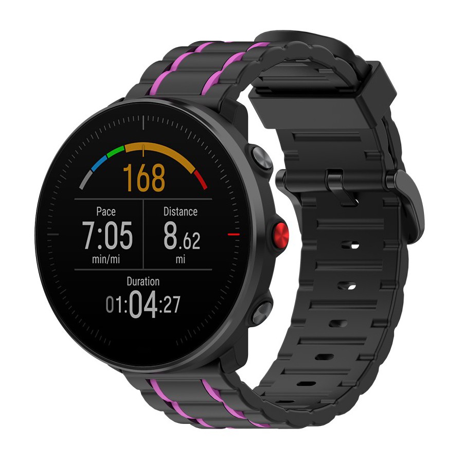 Silikonový řemínek "BiColor" pro Mobvoi TicWatch Pro 3 / Pro 4 / LTE / GTX / Huawei Watch GT 2e - černo-růžový
