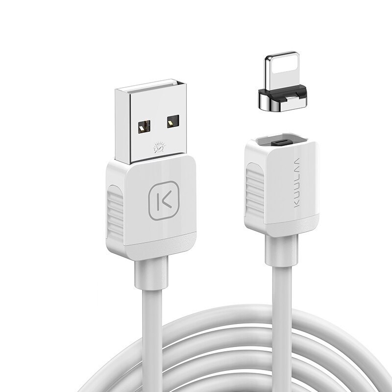 Nabíjecí kabel Charge and Shine s magnetickou hlavou Lightning 2A - 1m - bílý