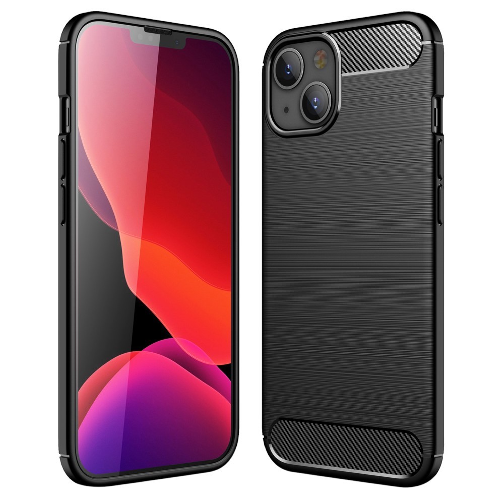 TPU gelový obal pro iPhone 13 „Brushed Carbon“ - černá barva