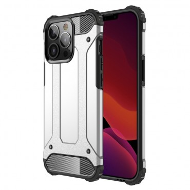 Robustní obal pro iPhone 13 Pro „Rock“ - stříbrná barva Robustní obal pro iPhone 13 Pro „Rock“ - stříbrná barva