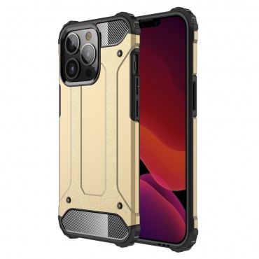 Robustní obal pro iPhone 13 Pro „Rock“ - zlatá barva Robustní obal pro iPhone 13 Pro „Rock“ - zlatá barva