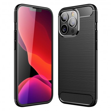 TPU gelový obal pro iPhone 13 Pro „Brushed Carbon“ - černá barva