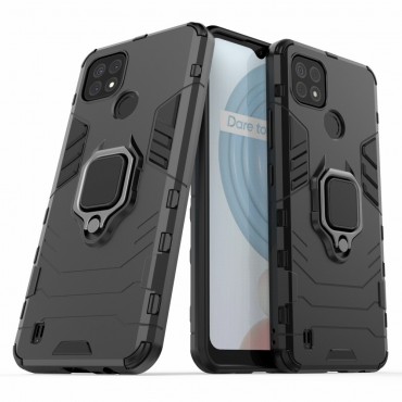 Realme C21 robustní obal „Impact X Ring“ - černá barva Realme C21 robustní obal „Impact X Ring“ - černá barva