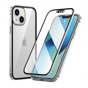 iPhone 13 Mini magnetický celotělový obal „Stronghold“ - stříbrná barva iPhone 13 Mini magnetický celotělový obal „Stronghold“ - stříbrná barva