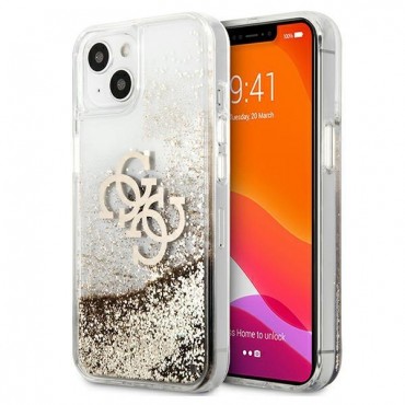 Originální TPU pouzdro Guess "Big Liquid Glitter 4G" pro iPhone 13 Mini - zlaté