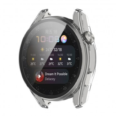 Pevné pouzdro TPU s ochranným sklem pro Huawei Watch 3 Pro - průhledné