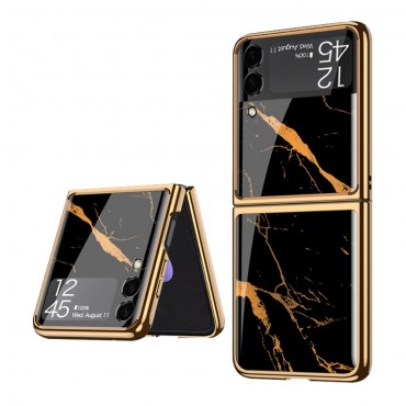 Prémiový hybridní kryt "Golden Frame" pro Samsung Galaxy Z Flip 3 5G - černý mramor